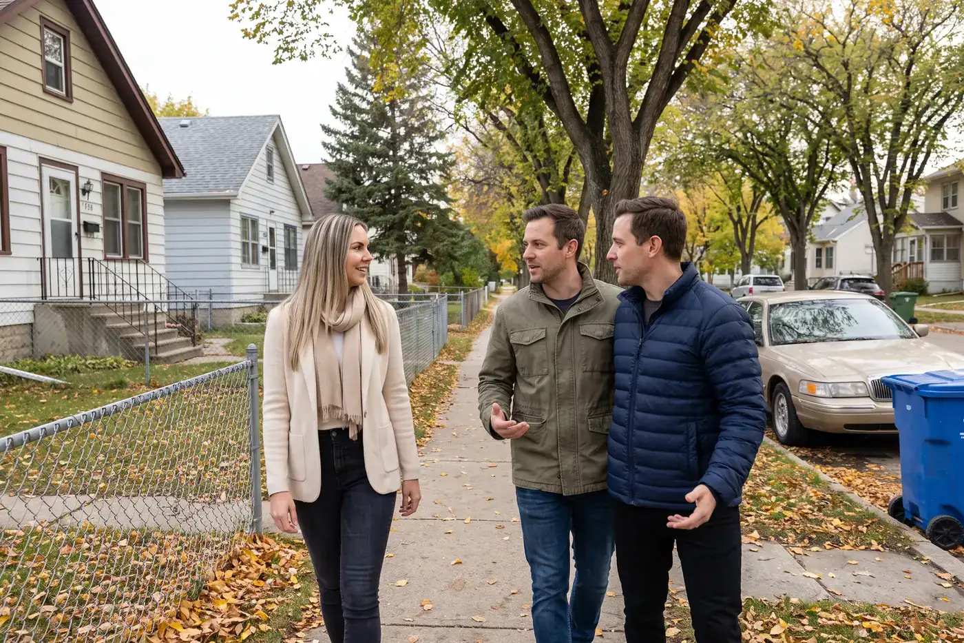 Adela walking with clients in River Heights