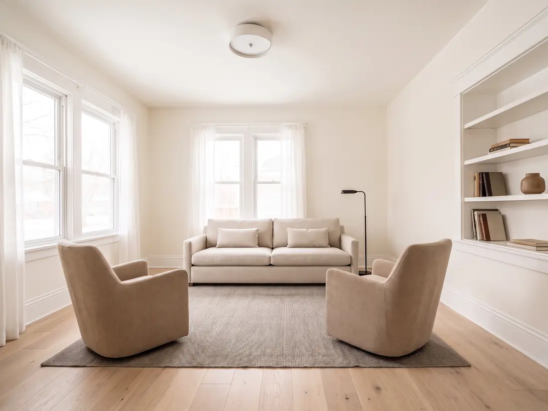 The same living room after staging